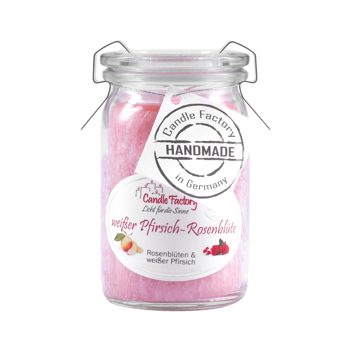 Weißer Pfirsich Rosenblüte - Baby Jumbo Windlicht im Weckglas von Candle Factory