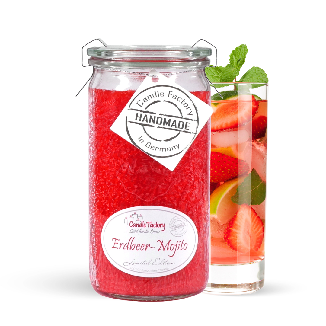 Erdbeer Mojito - Limitierte Edition - Mini Jumbo Windlicht im Weckglas von Candle Factory