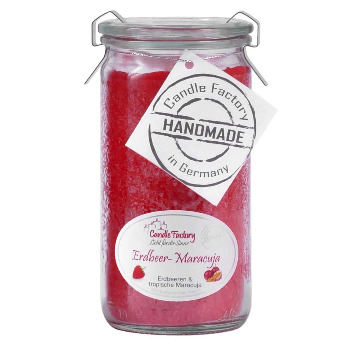 Erdbeer Maracuja - Mini Jumbo Windlicht im Weckglas von Candle Factory