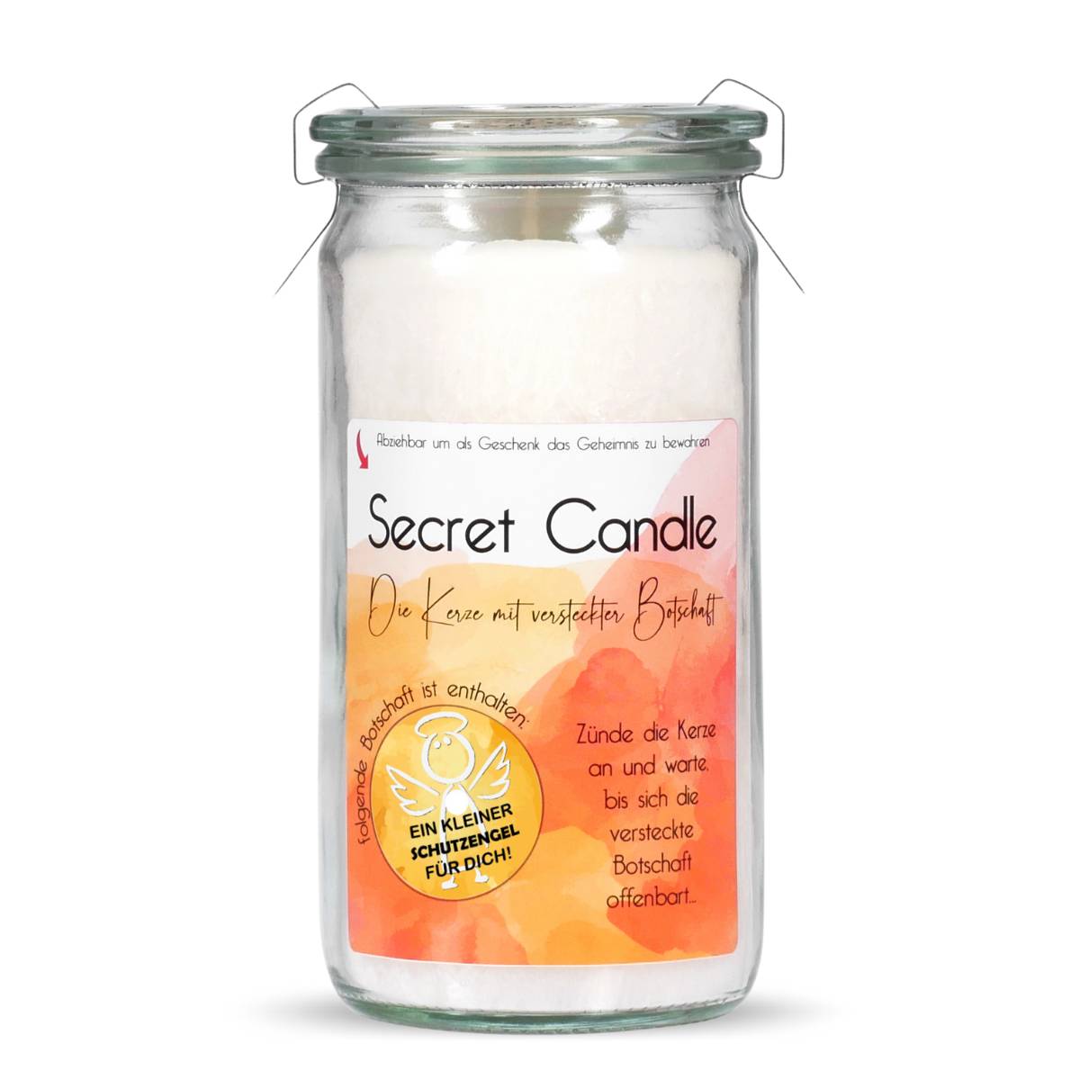 Ein kleiner Schutzengel für dich - Orange Zedernholz - Secret Candle Mini Jumbo Windlicht im Weckglas von Candle Factory