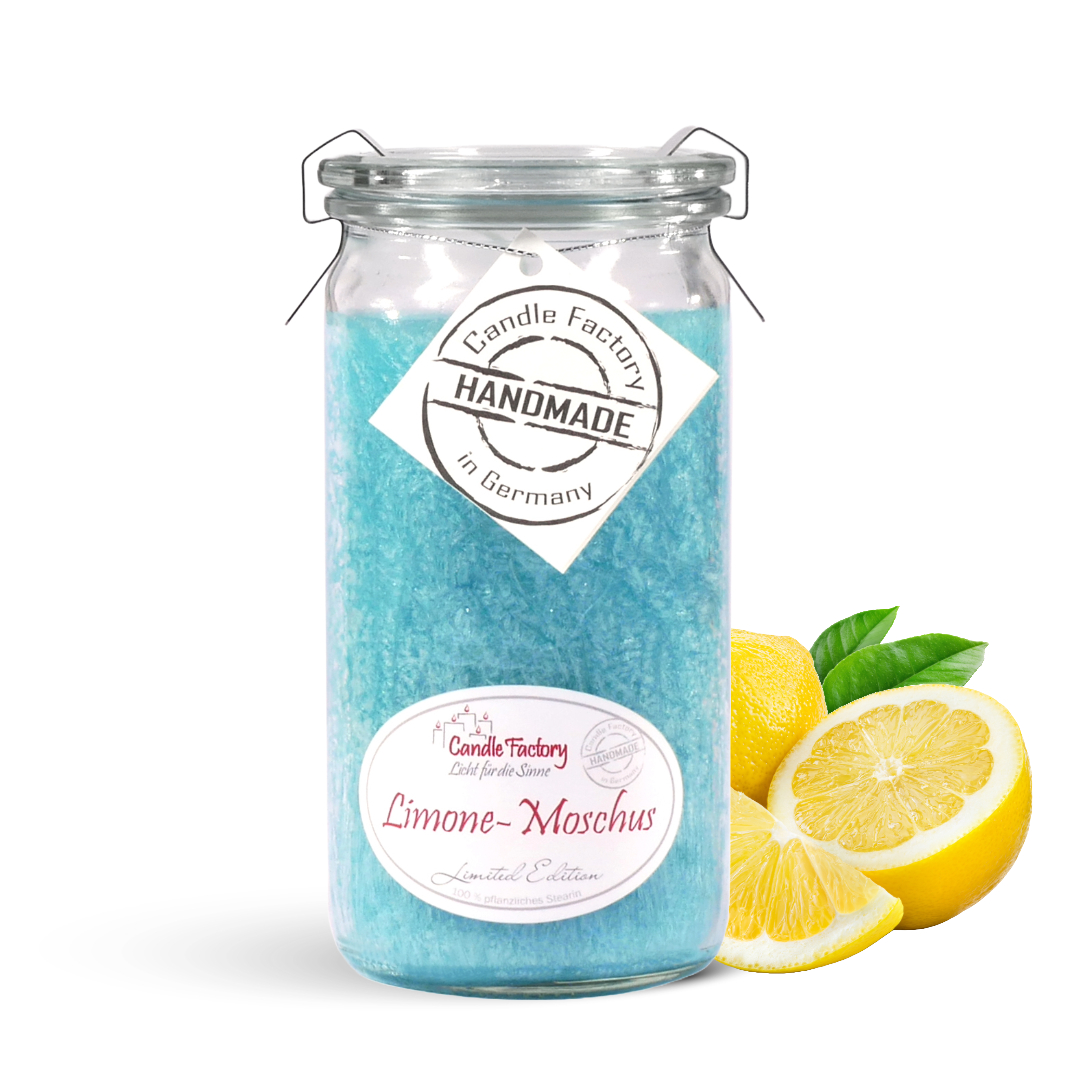 Limone & Moschus - Limitierte Edition - Mini Jumbo Windlicht im Weckglas von Candle Factory