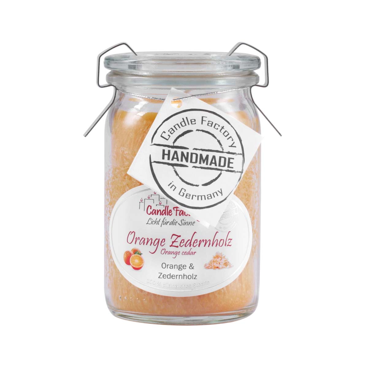 Orange Zedernholz - Baby Jumbo Windlicht im Weckglas von Candle Factory