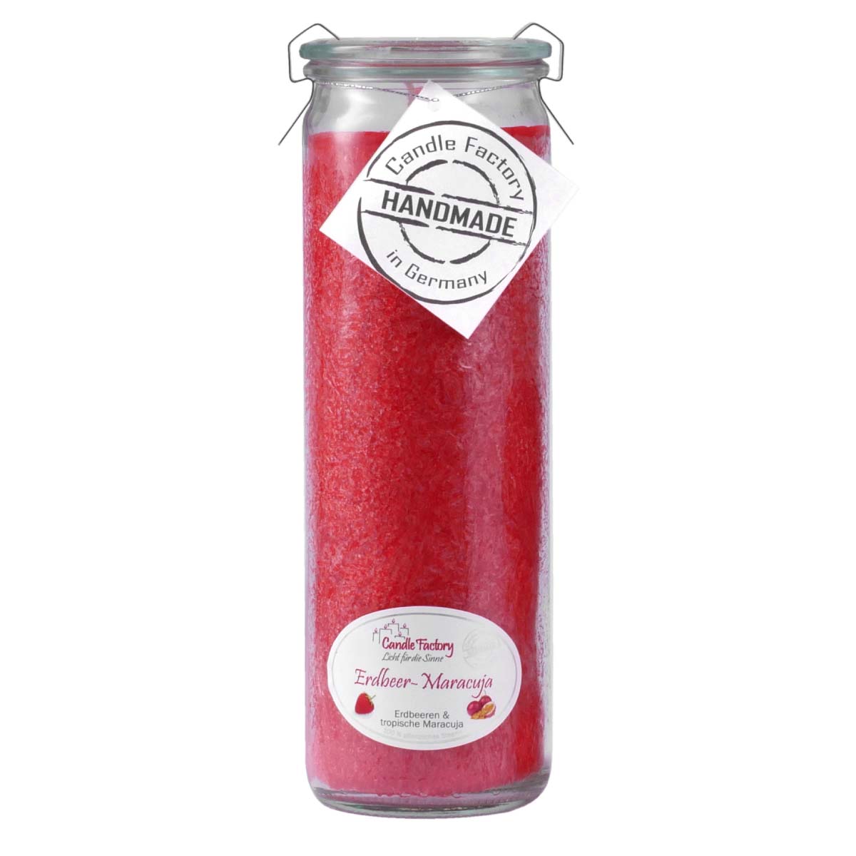 Erdbeer Maracuja - Big Jumbo Windlicht im Weckglas von Candle Factory